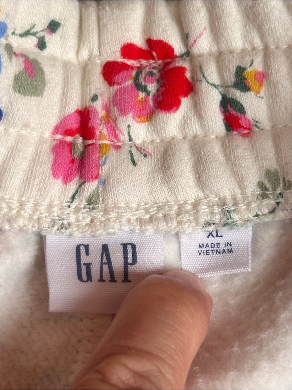 GAP Heritage Floral Logo Sweat Shorts White Multicolor Drawstring Fleece XL - Picture 5 of 12